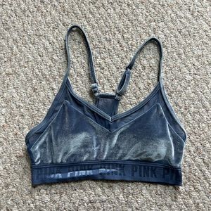 PINK Sport Velvet Ultimate Lightly Lined Bra Womens Small Blue Victorias Secret